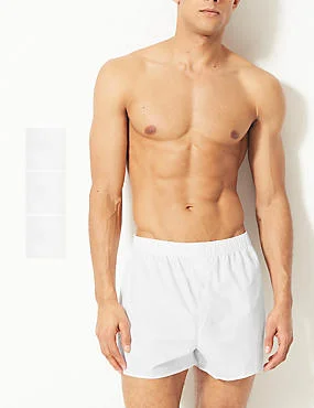 3 Pack Pure Cotton Easy to Iron Woven Boxers