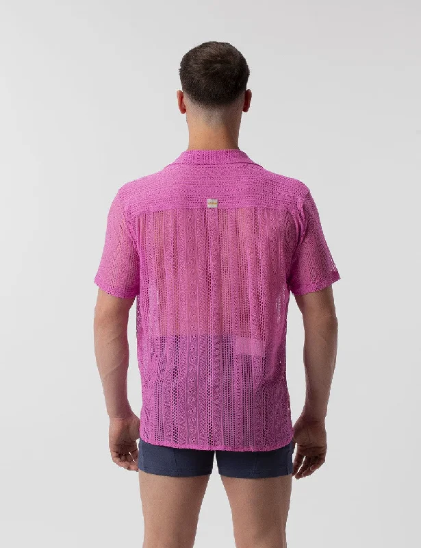 Barcode Berlin Dusan lace short-sleeve shirt pink