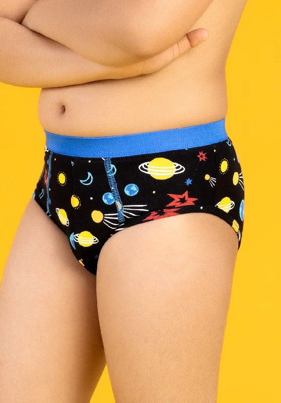 Astro Boys Briefs Black Tencel Modal - Galaxy