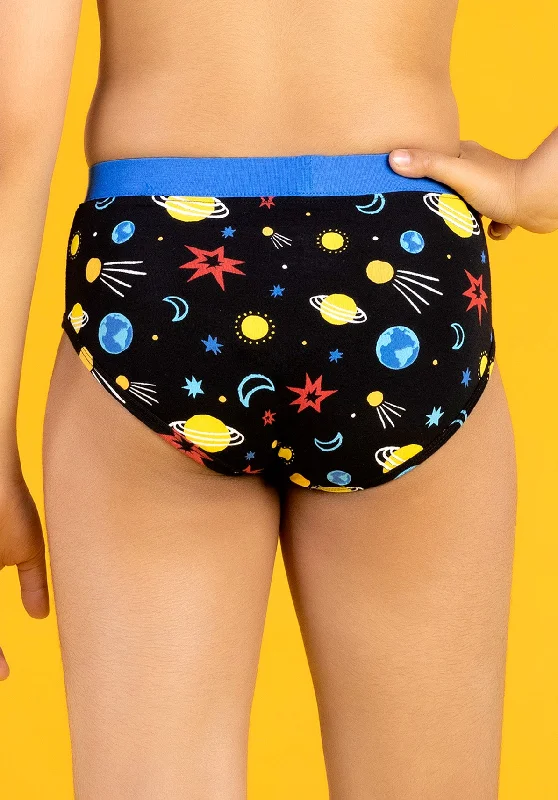 Astro Boys Briefs Black Tencel Modal - Galaxy