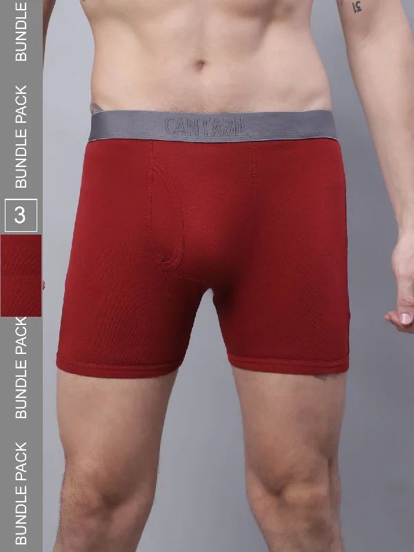 Cantabil Men Pack of 3 Maroon Brief