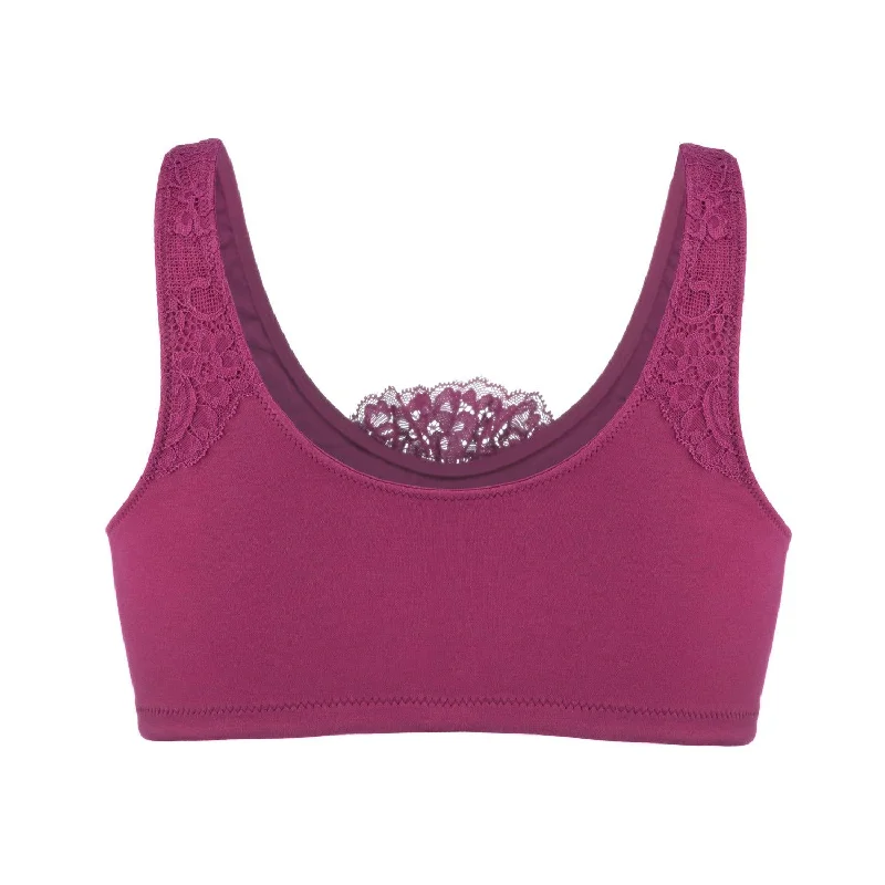 Fuchsia - Silk Back Support Full Coverage Wireless Organic Cotton Bra