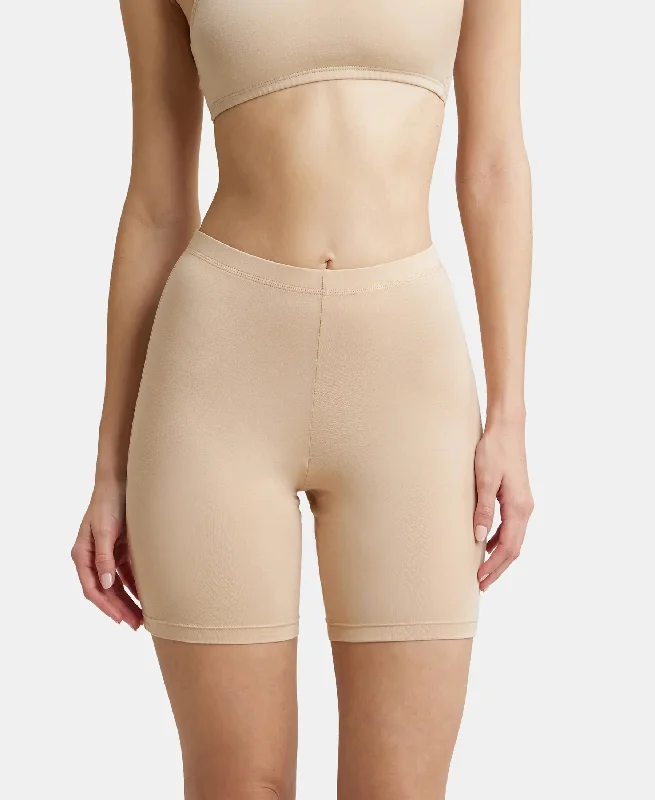 High Coverage Super Combed Cotton Elastane Stretch Shorties With Concealed Waistband - Skin