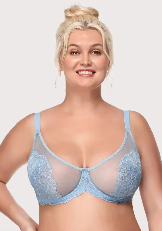 HSIA Blossom Blue Unlined Lace Bra