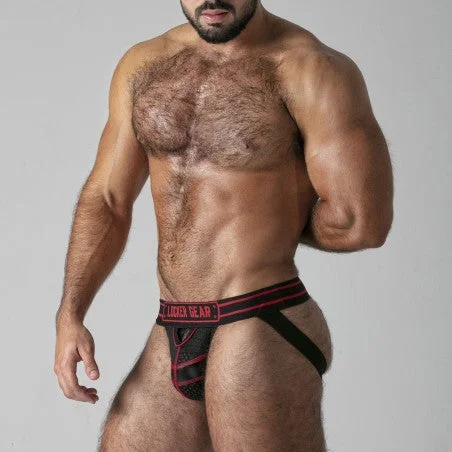 Locker Gear LK0120 front opening jockstrap mesh black/red