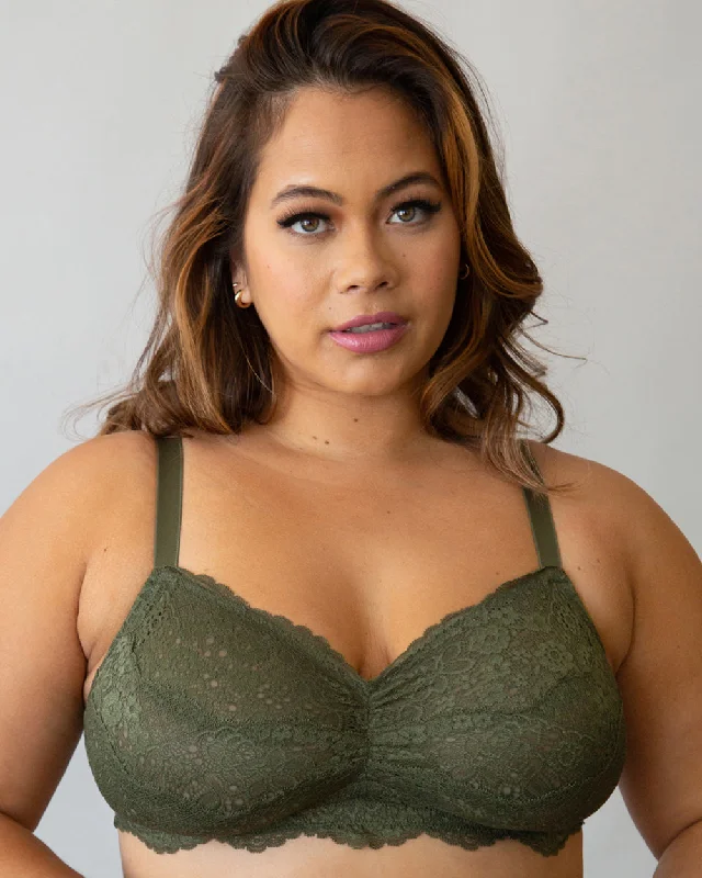 Luxe Lace Wireless Bralette - Olive Night