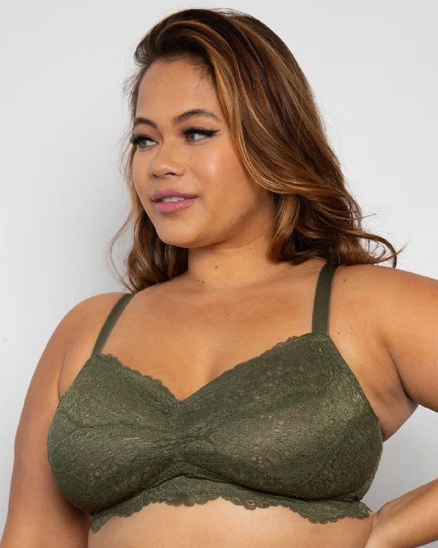 Luxe Lace Wireless Bralette - Olive Night