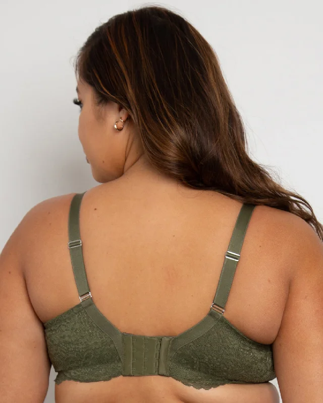 Luxe Lace Wireless Bralette - Olive Night