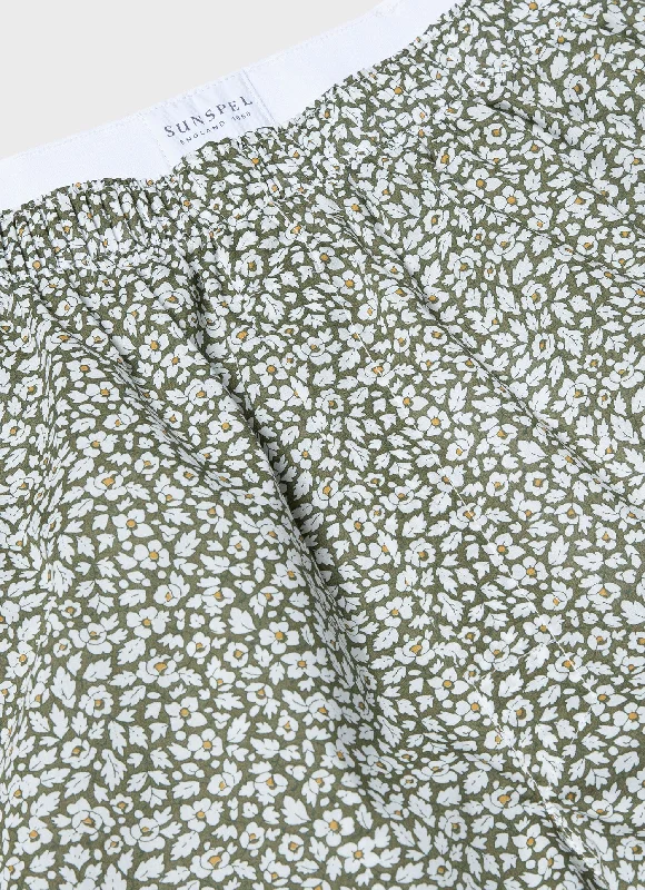 Men's Classic Boxer Shorts in Liberty Fabric in Khaki Feather Meadow