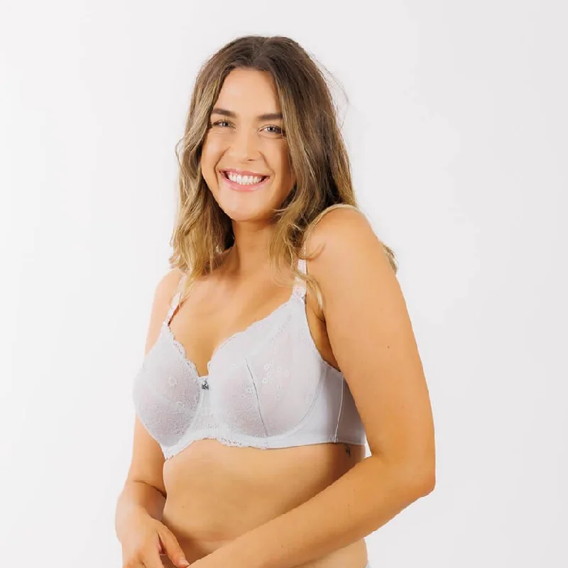 Peony Lace Full Cup Bra - Grey Storm Cloud