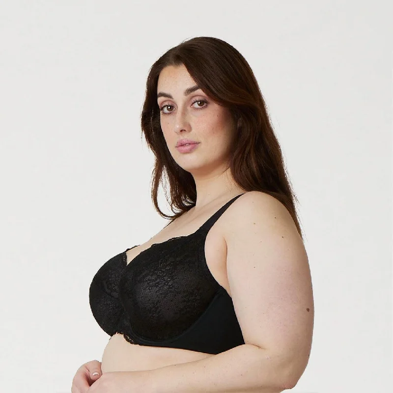 Peony Lace  Premium Support Bra - Black