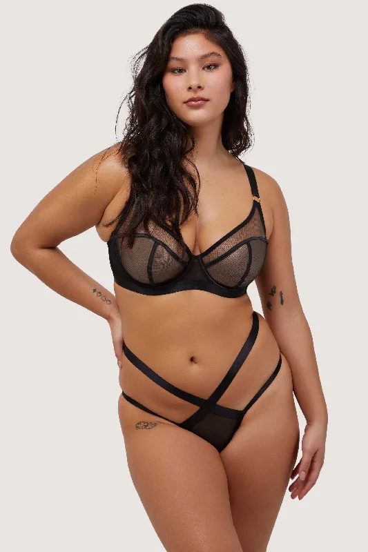 Regent Black Mesh Harness Balcony Bra