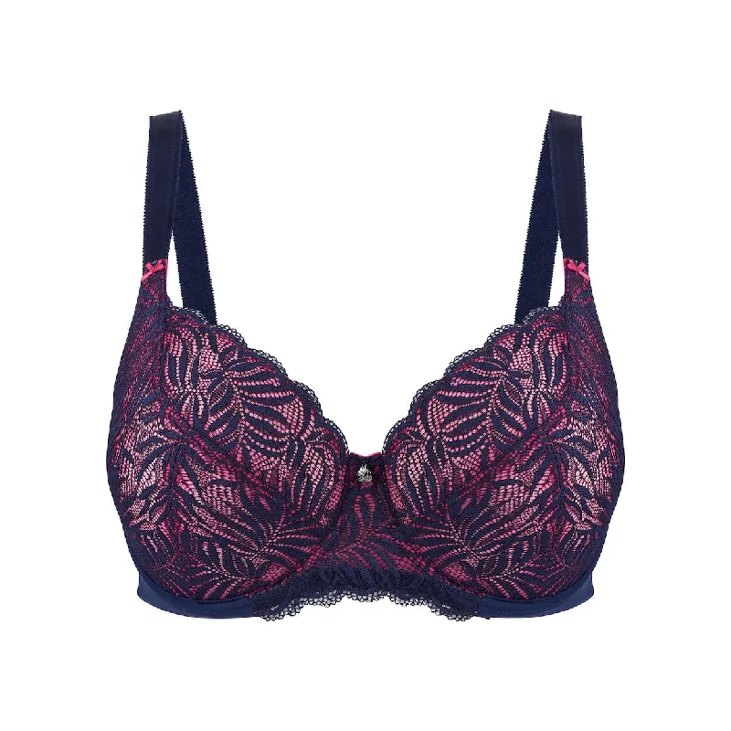 Radiate Lace Premium Support Bra - Navy Berry