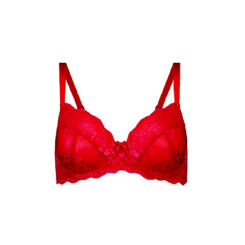 Sweetpea Lace Balconette Bra - Lipstick Red