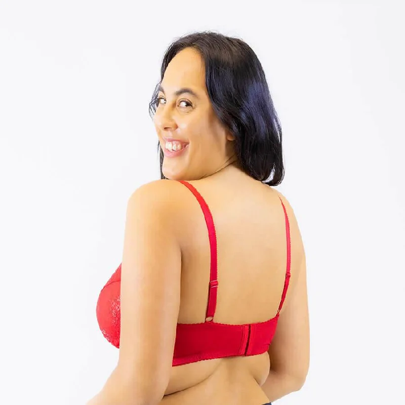 Sweetpea Lace Balconette Bra - Lipstick Red