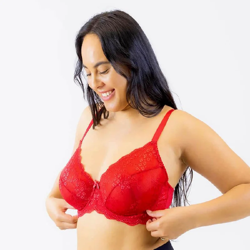 Sweetpea Lace Balconette Bra - Lipstick Red