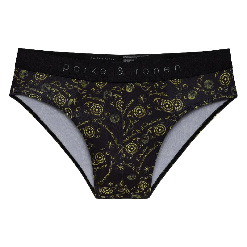 Roman Coins Black Print Low Rise Brief