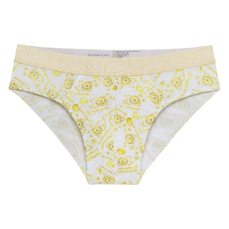 Roman Coins Gold Print Low Rise Brief