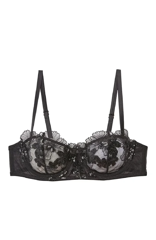 Sequin Violet Embroidery Balconette Bra