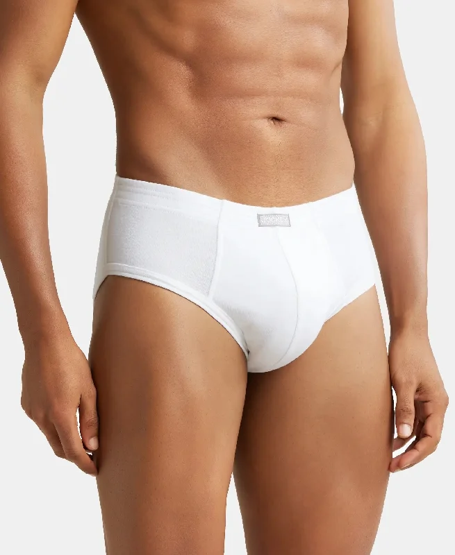 Super Combed Cotton Rib Solid Brief with StayFresh Treatment - White (Pack of 2)