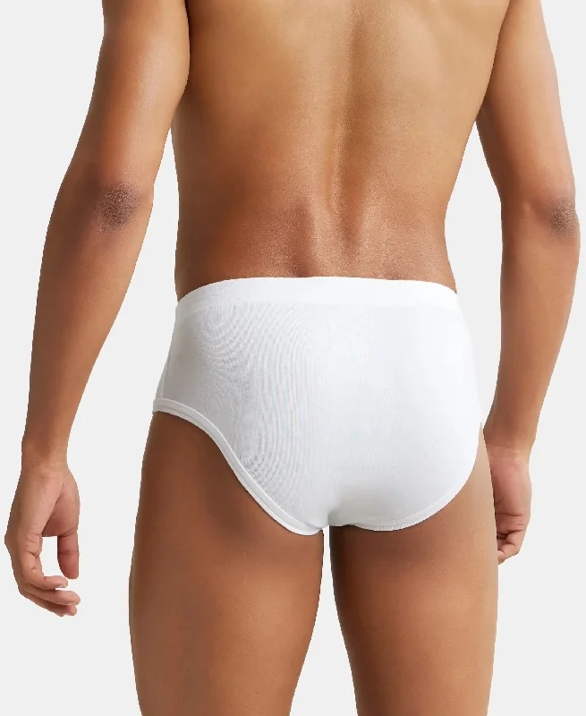 Super Combed Cotton Rib Solid Brief with StayFresh Treatment - White (Pack of 2)