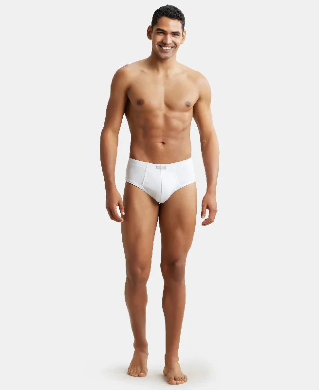 Super Combed Cotton Rib Solid Brief with StayFresh Treatment - White (Pack of 2)