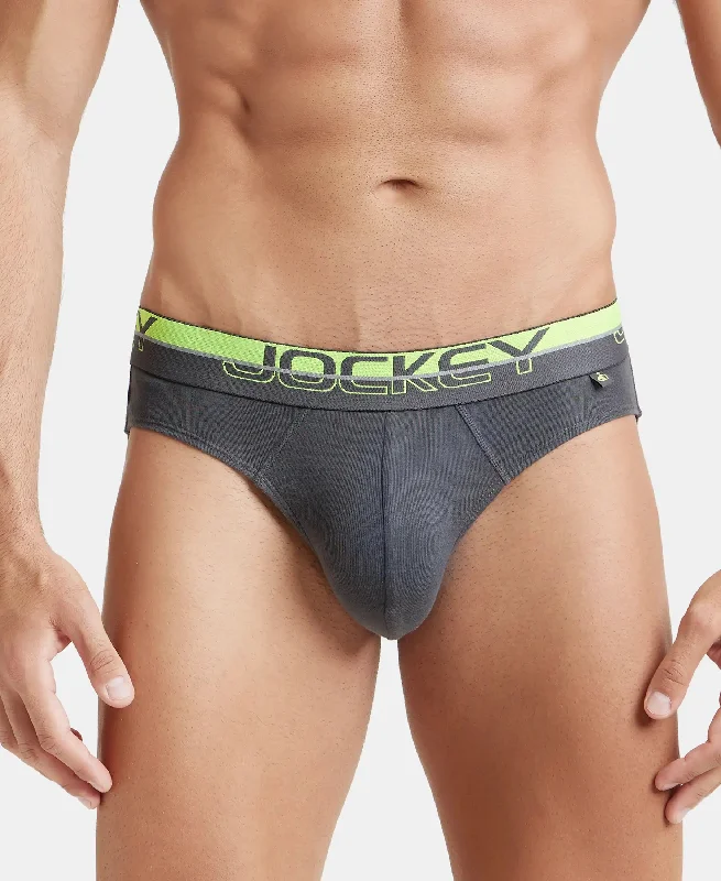 Super Combed Cotton Rib Solid Brief with Ultrasoft Waistband  - Asphalt