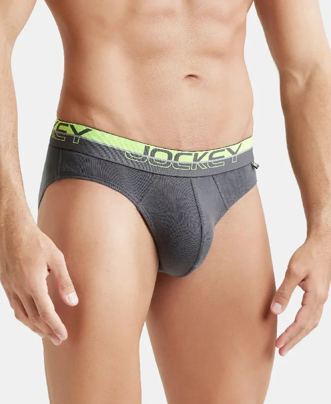 Super Combed Cotton Rib Solid Brief with Ultrasoft Waistband  - Asphalt