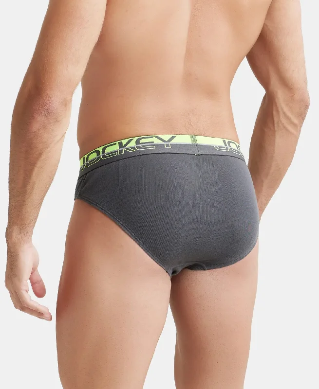 Super Combed Cotton Rib Solid Brief with Ultrasoft Waistband  - Asphalt