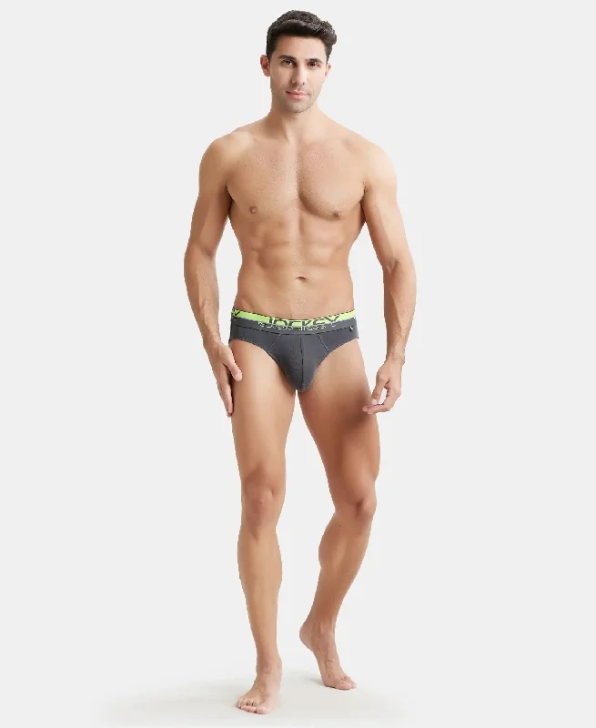 Super Combed Cotton Rib Solid Brief with Ultrasoft Waistband  - Asphalt