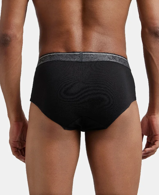 Super Combed Cotton Solid Brief with Ultrasoft Waistband - Black