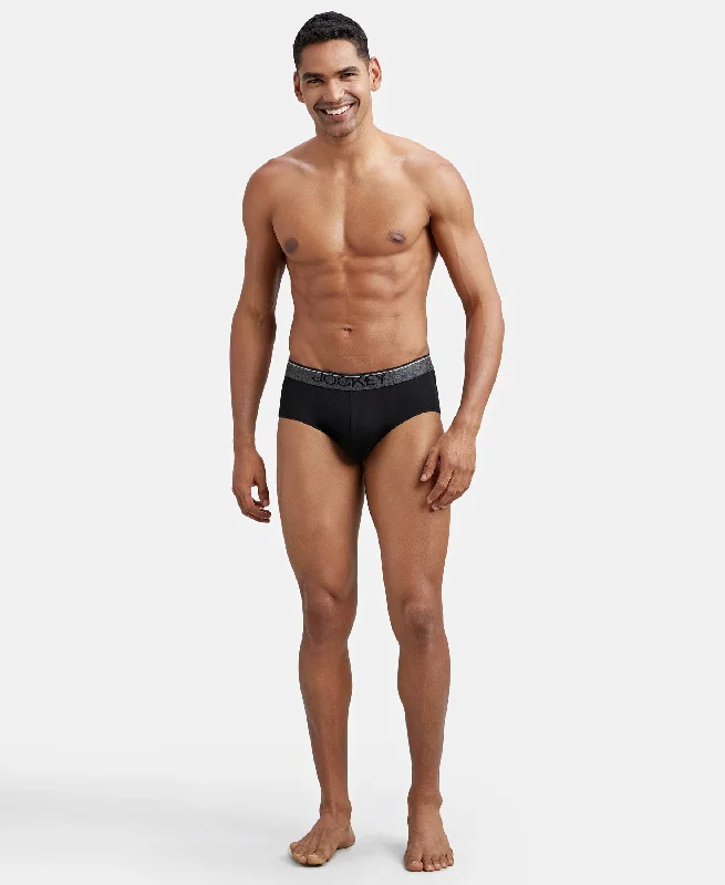 Super Combed Cotton Solid Brief with Ultrasoft Waistband - Black