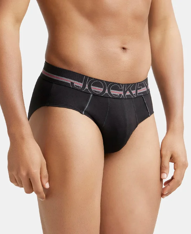 Super Combed Cotton Solid Brief with Ultrasoft Waistband - Black (Pack of 2)