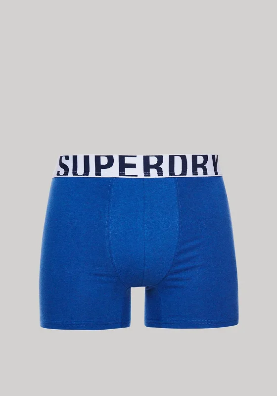 Superdry Dual Logo 2 Pack Boxers, Mazarine & Nautical Yellow