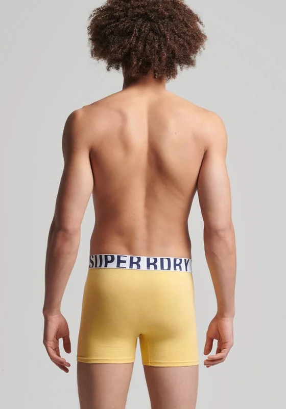 Superdry Dual Logo 2 Pack Boxers, Mazarine & Nautical Yellow