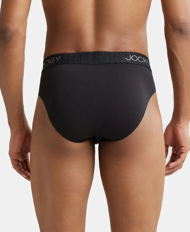 Supima Cotton Elastane Stretch Solid Brief with Ultrasoft Waistband - Black