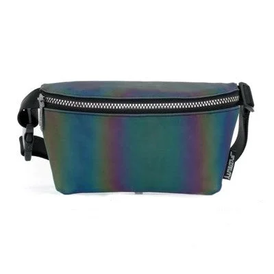 Ultra slim fanny pack reflective rainbow