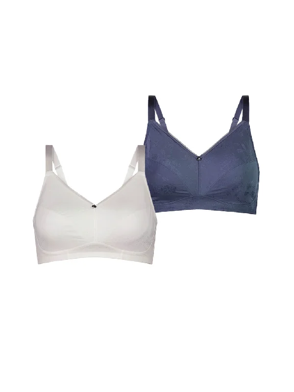 Wirefree Bra - 2 Pack - Blue Denim,  Ivory Spot