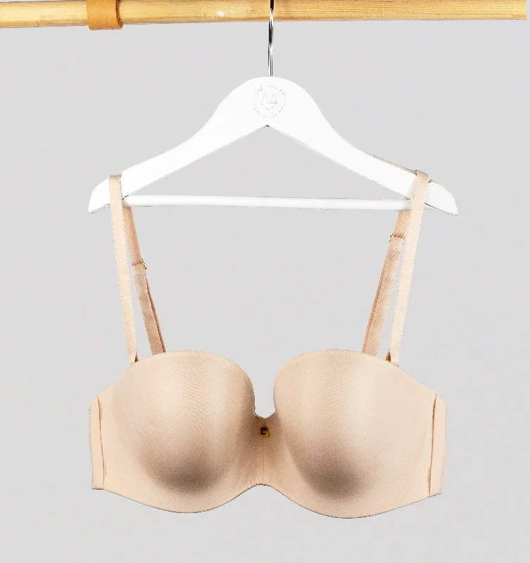 Seamless plunge strapless [Latte]