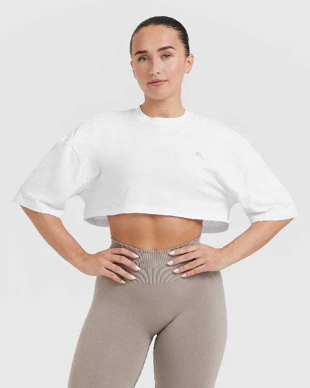 Classic Relaxed Crop Lightweight T-Shirt | White