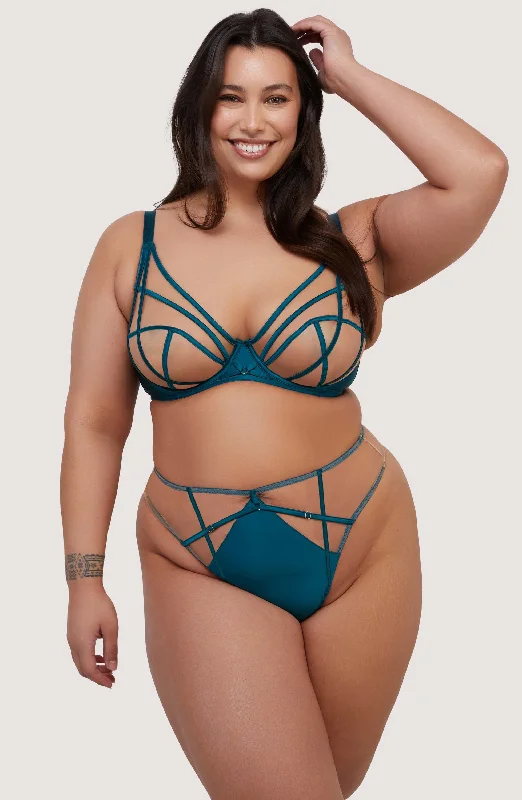 Ramona Teal Strap Detail Illusion Mesh set