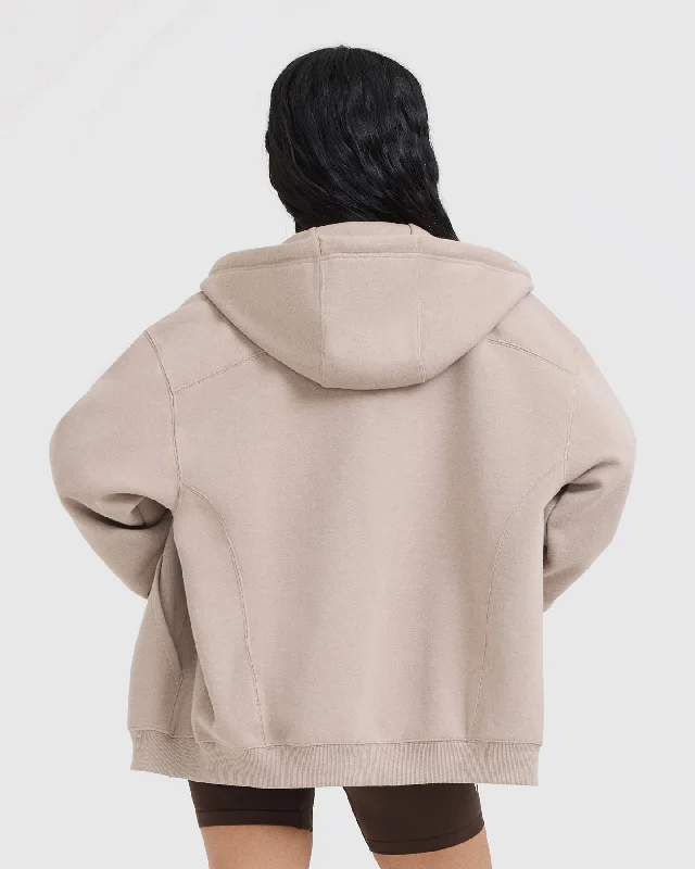 Foundations Zip Through Hoodie | Mushroom Brown