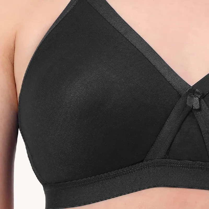 Full Coverage Bra | Double Layer Fabric | Non Padded Bra | B C D Cup Sizes | Kamison 1108 -Black (Pack of 2)