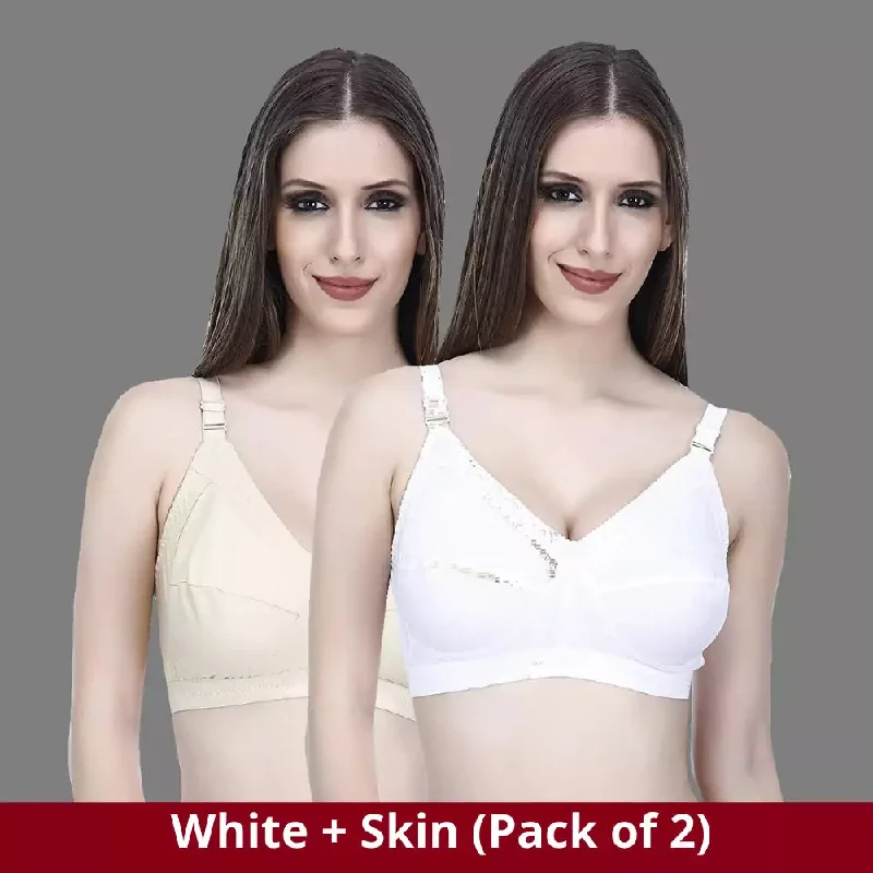 Full Coverage Minimizer Bra Non Padded White Nude 3 Hook Bra (Pack of 2)