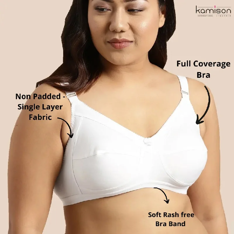 Full Coverage Minimizer Bra Non Padded White Nude 3 Hook Bra (Pack of 2)