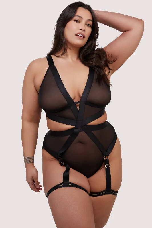 Etta Black Elastic and Mesh Multi-Strap Body