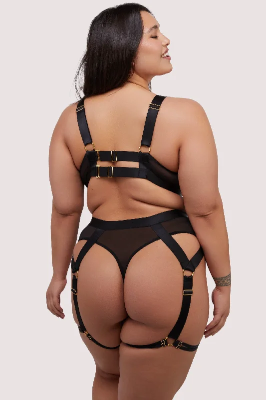 Etta Black Elastic and Mesh Multi-Strap Body