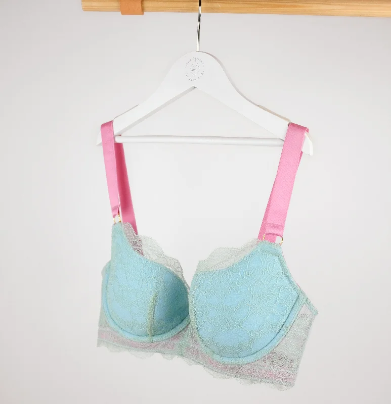 Powder mesh w. mint & bubblegum padded balconette bra