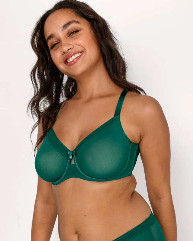 Sheer Mesh Full Coverage Unlined Underwire Bra - Aventurine