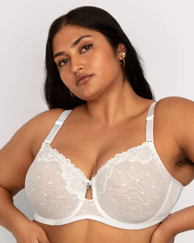 Sheer Whisper Full Coverage Unlined Underwire Bra - White